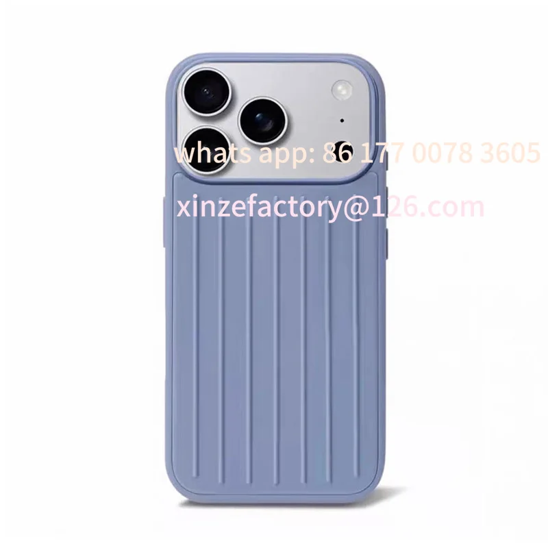 

Customizable Luxury 3D for iPhone 17 Pro Max & 17Pro Shockproof Magnetic Case Aluminum Alloy Minimalist Suitcase Striped Phone