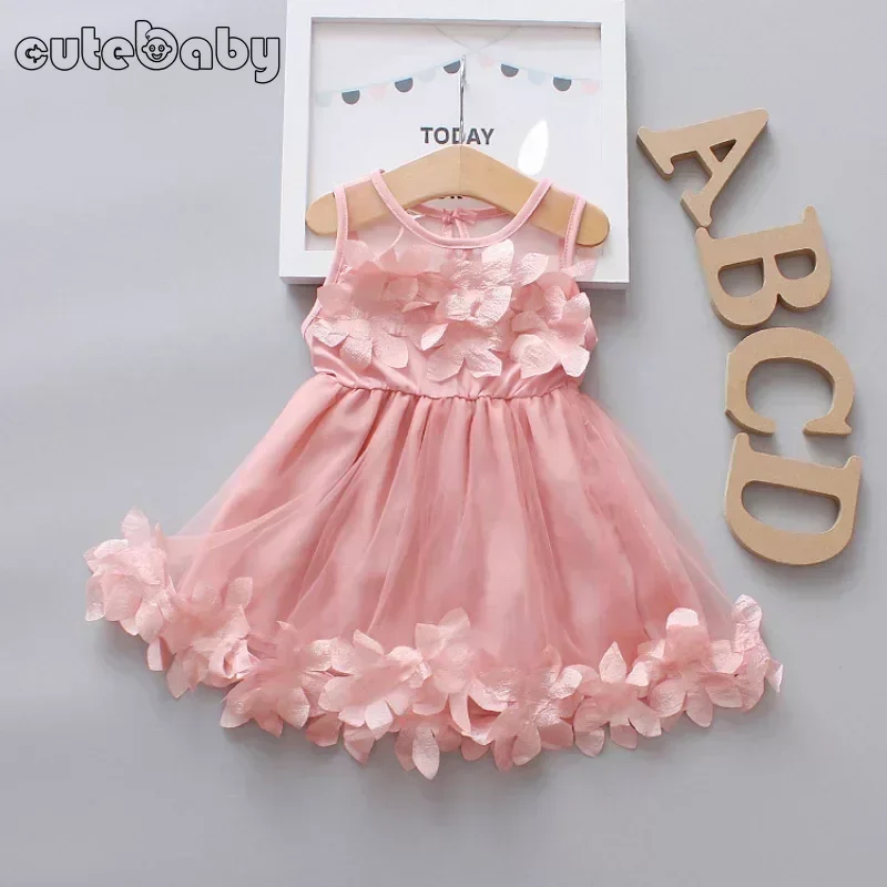 Summer Baby Girl Dresses Lovely Flower Fairy Children Clothing Birthday Princess Party Dress Lace Mesh Wedding Dress Clothes