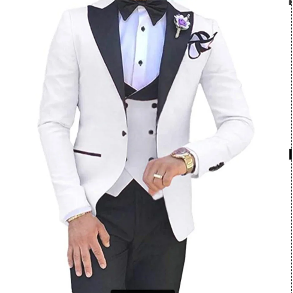 

2024 New Men 3 Pieces Suits for Men Custom Made Groom Groomsmen Tuxedos Wedding Men Suit Terno Masculino(Jacket+Pant+Vest)