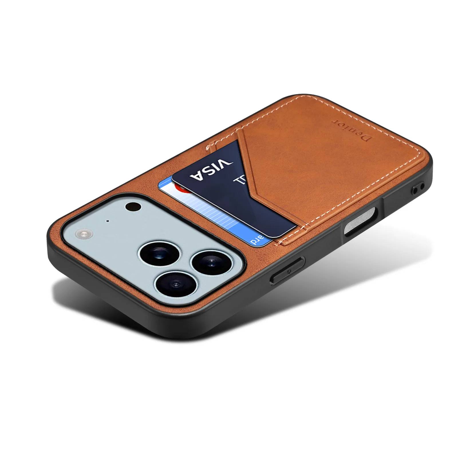Denior applies to IPhone17ProMax anti-drop card slot 16E mobile phone case 16Plus back cover leather case Air