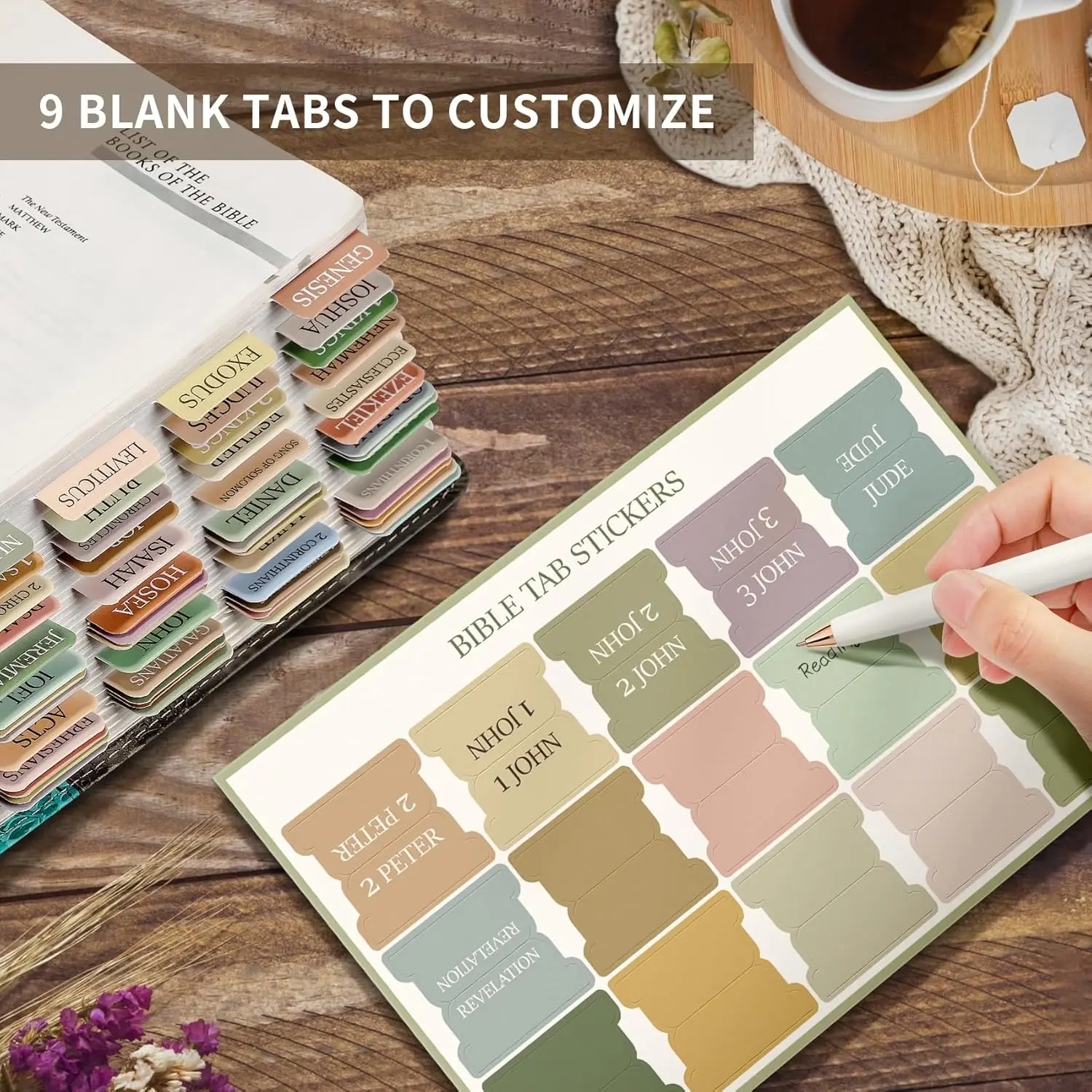 Bible Tabs for Women Men Laminated Bible Tabs for Study Bible Large Print Neutral Bible Tabs for Easy Navigation Boho Theme