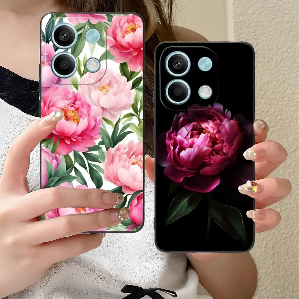 Peony Flowers Mobile Phone Case for Xiaomi Redmi 15 14 13 12 A5 3 2 1 C Plus 4G 5G Colour Printing Cover Luxury Cover Smartphone