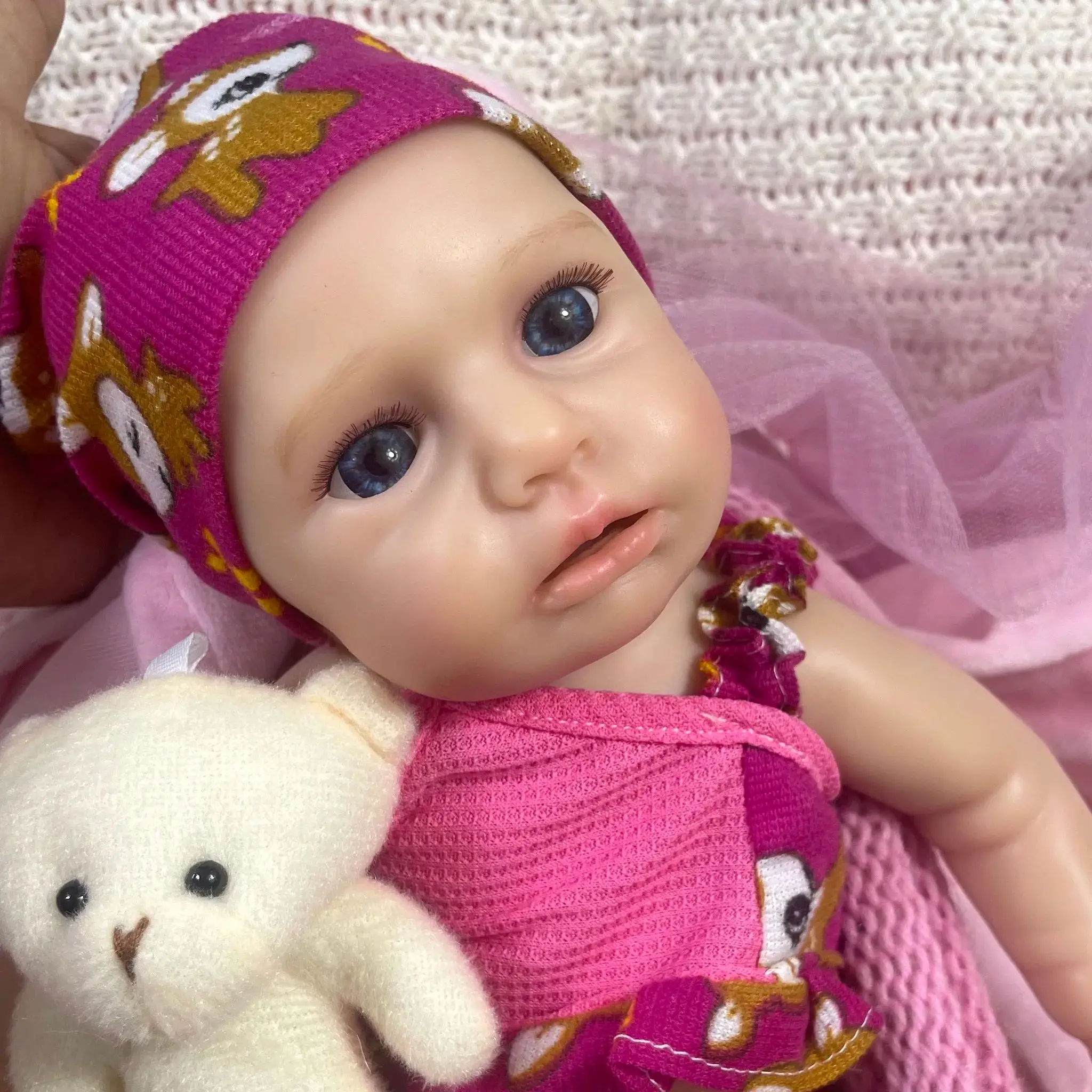 13 Inch LouLou Awake Full Silicon Reborn Baby Doll Open Blue Eyes Soft Silicone Body Girl Washable Toy