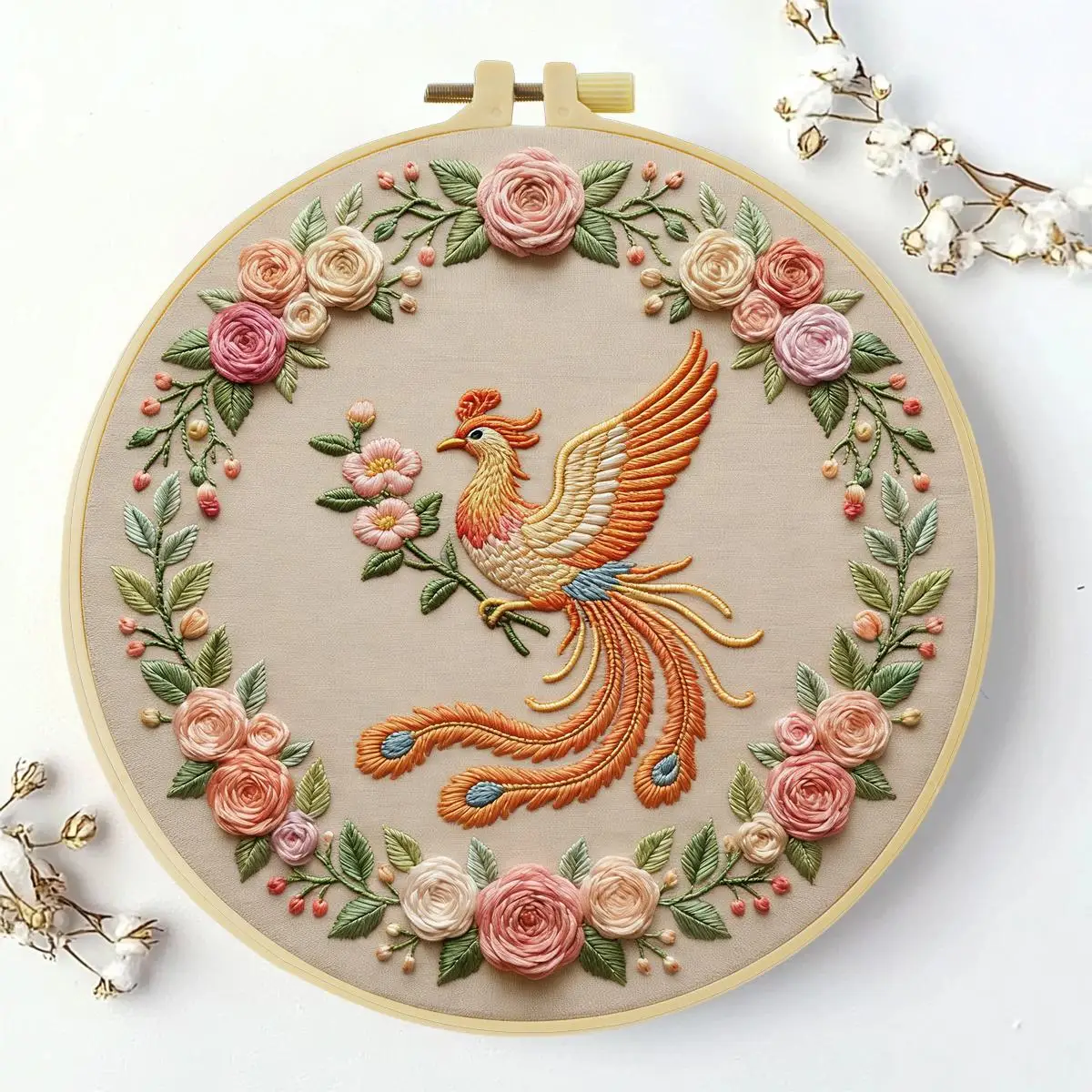 1 Stück 20X20CM/15X15CM 7,87/6,3 Zoll Phoenix Stickerei Starter-Kit DIY-Kit DIY Stickerei-Set Handarbeiten Nadelkunst – Detail 2