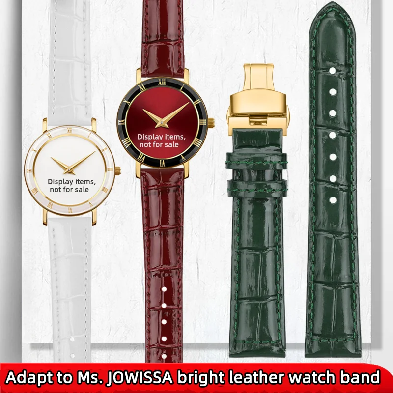 

18mm universal leather watch strap for JOWISSA women watch accessories Tissot T099 watch strap wine red glossy leather bracelet