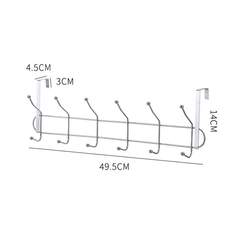 문짝 후크 너머 더블 로우, 노펀치 다리미 행잉 랙, 침실용 후크 6 개, 보관용 크리에이티브 금속 코트 모자 후크, 1 개