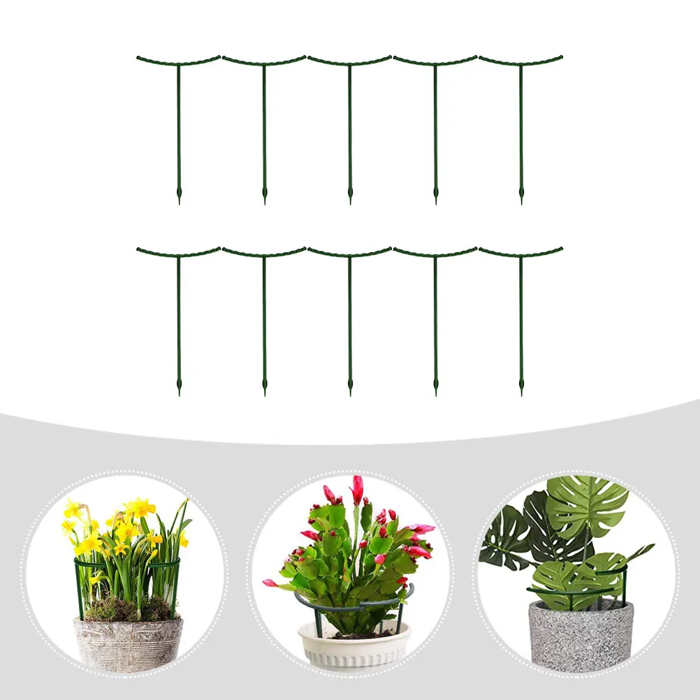 

10Pcs Green Plant Supports Plastic Flower Climbing Racks Durable Plant Display Rack Garden Trellis Indoor Outdoor Supplies