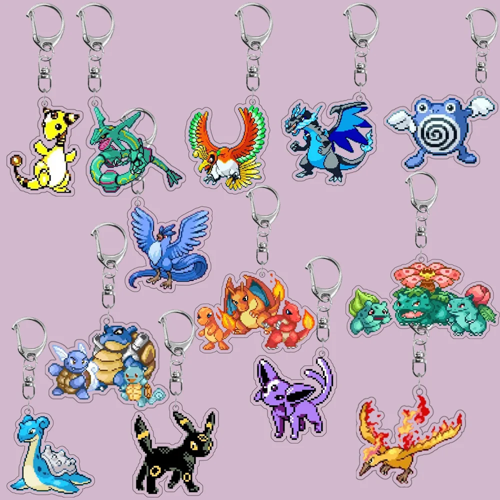 Charizard Squirtle Venusaur Mew Lugia Blastoise Ho-Oh Bulbasaur акриловый брелок аниме рюкзак ключ кулон Kawaii товары подарок
