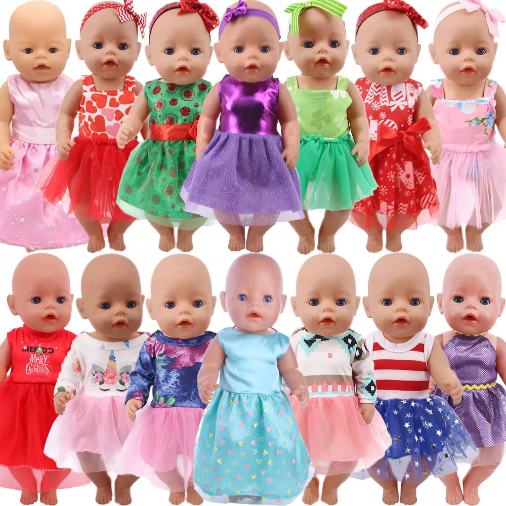 

Doll Clothes Gauze Skirt Headband Multicolor Baby Accessories Dress For 18 inch American & 43 Cm Reborn Baby Doll,OG Girls Gifts