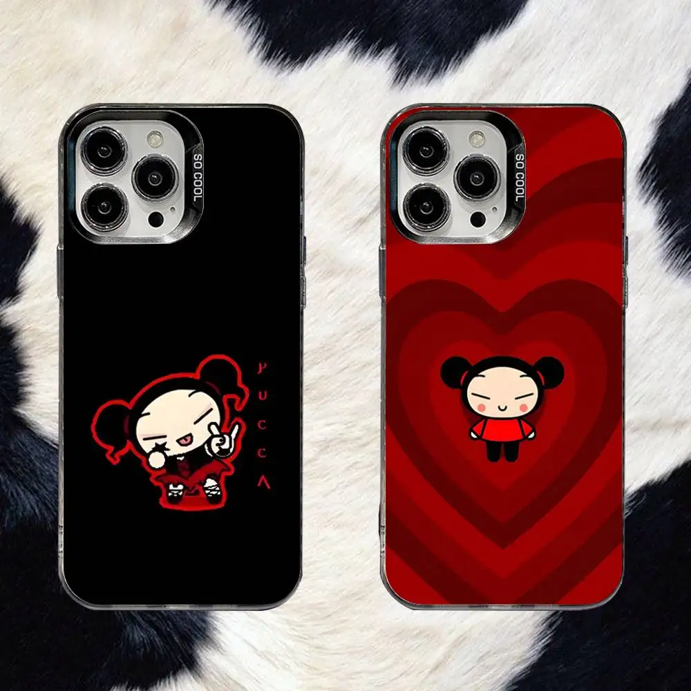 

Pucca Cute Love Phone Case For iPhone 16,15,14,13,12,11,8,7,Pro,Max,Plus,Mini,XS,SE Anti Fall Black Matte Hard