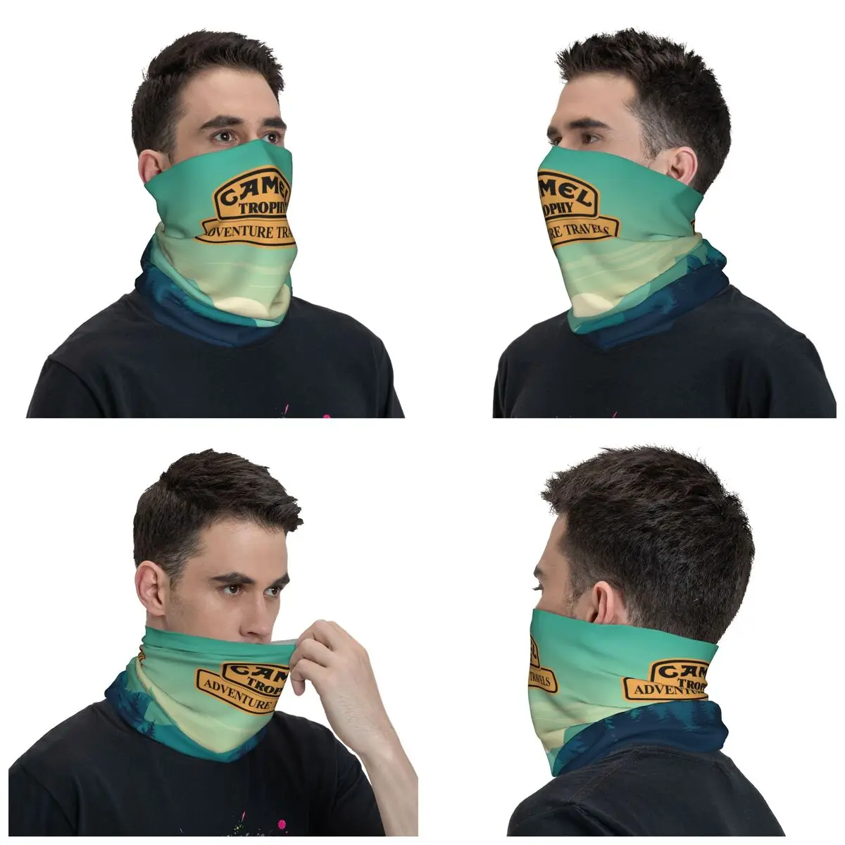 Custom Camel Trophy Adventure Travels Bandana Neck Warmer Women Men Winter Ski Tube Scarf Gaiter Face Cover