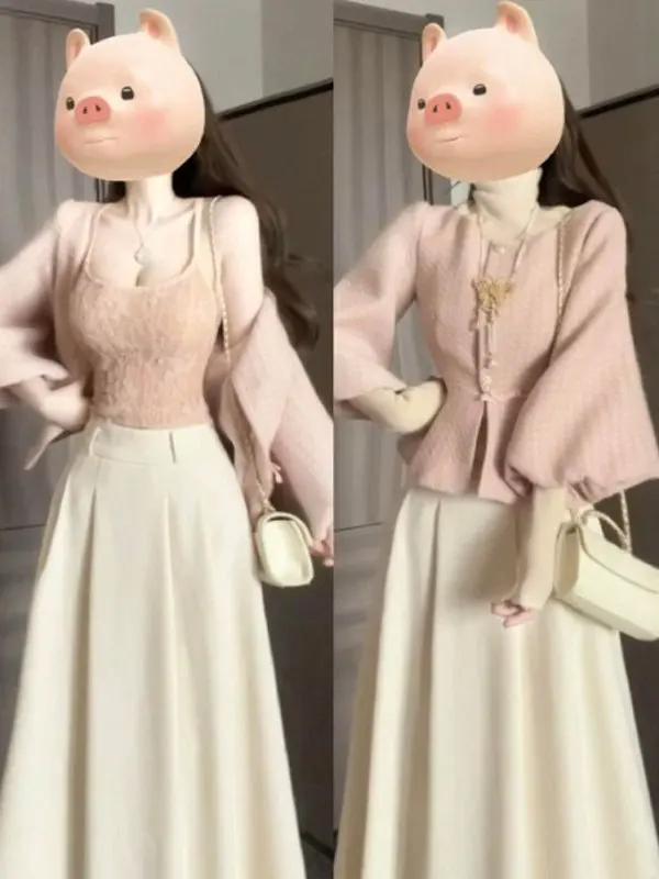 

Шикарный комплект верхней одежды и юбки, нежный костюм из двух предметов Fraant Sle, осенний удобный женский ансамбль Faion