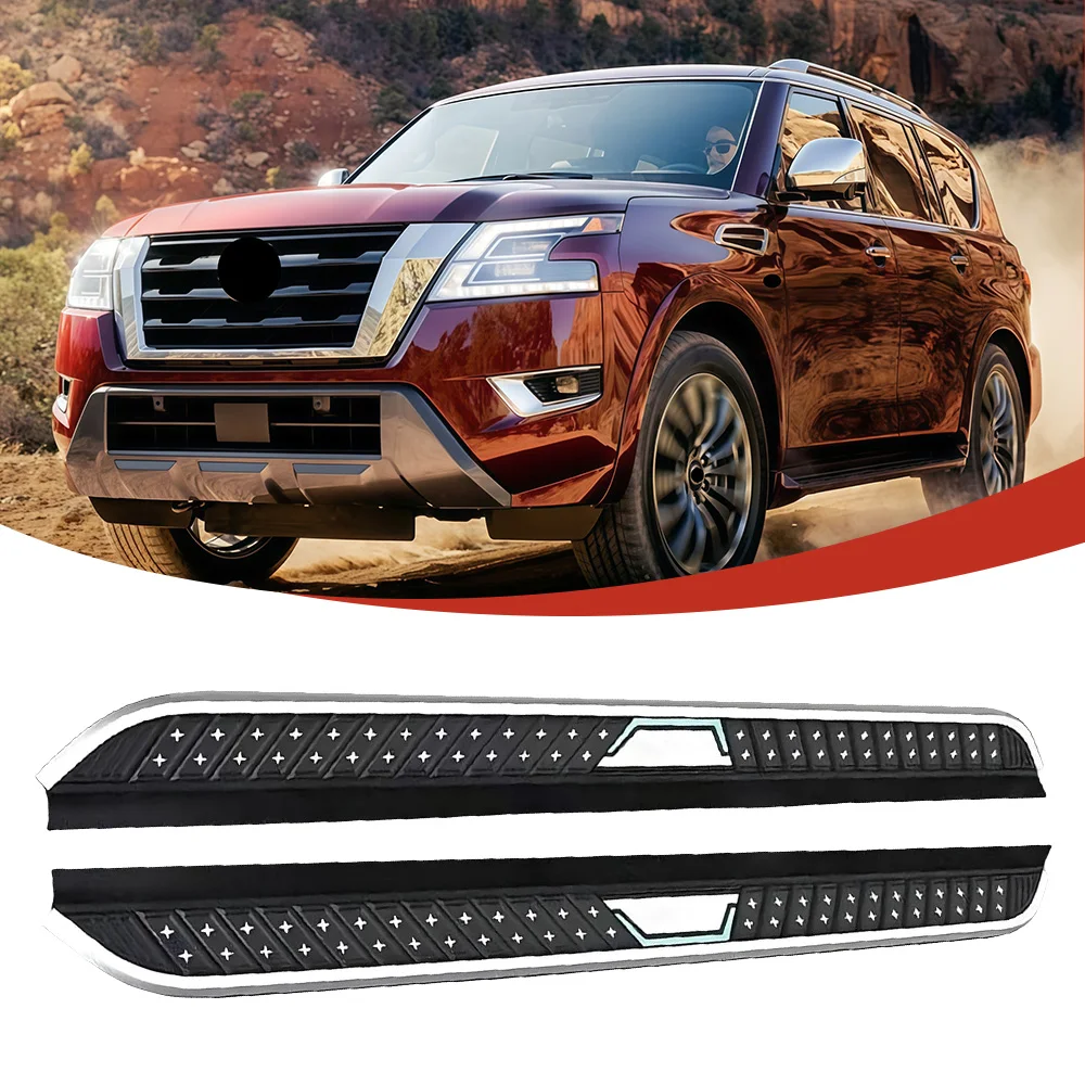 2PCS Aluminium Fixed Side Step Running Board Nerf Bar Pedal Step Bars Protector forNissan Patrol Armada Y62 2017-2023 2024