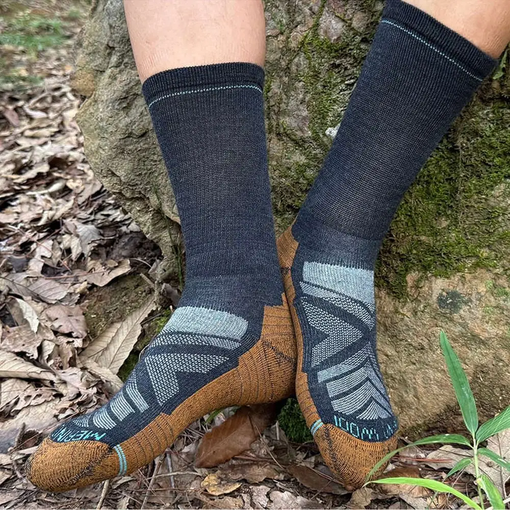 جوارب صوف ميرينو غامضة لتسلق الجبال، جوارب شتوية دافئة قابلة للتنفس، جوارب رياضية خارجية سميكة للرجال والنساء