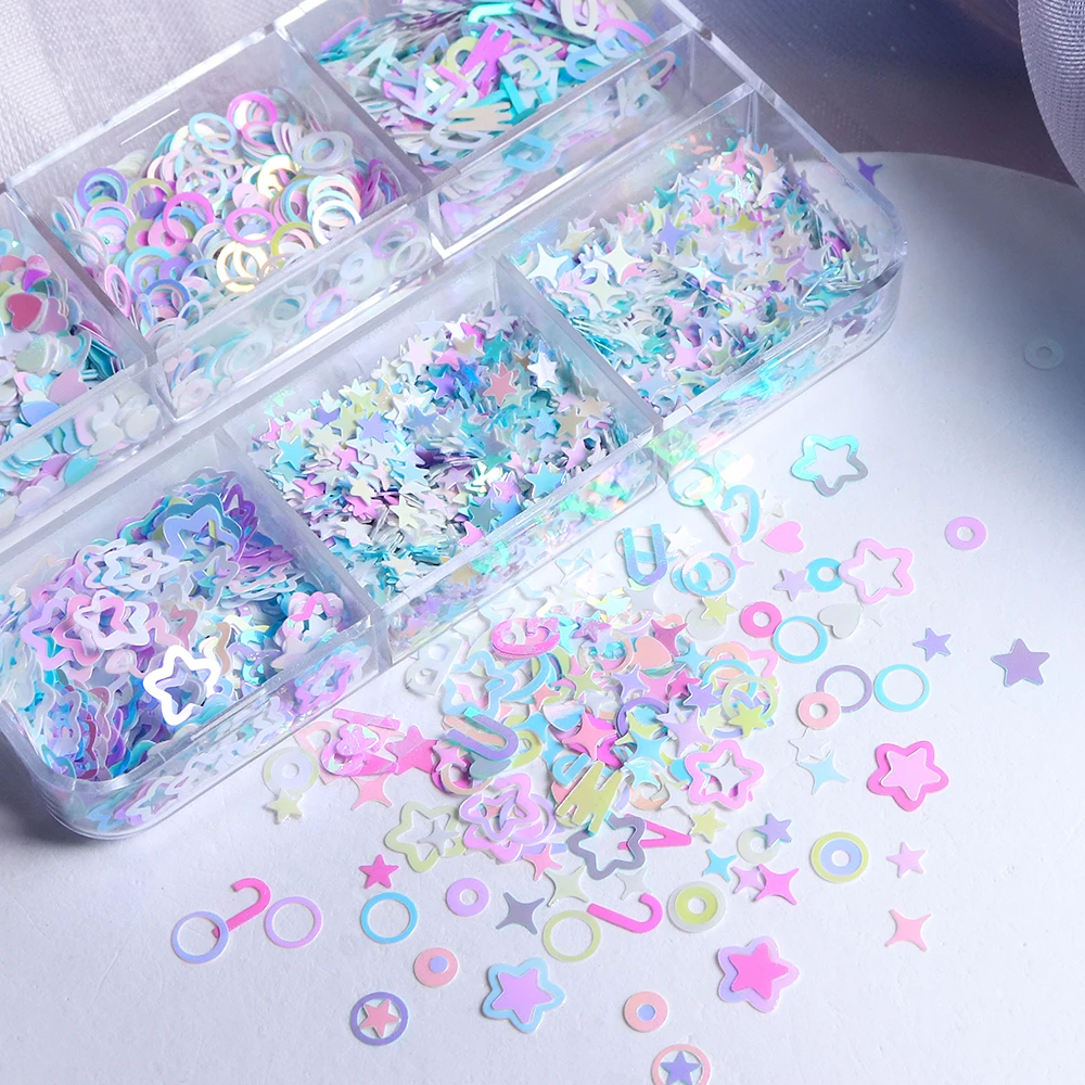 

6 сеток, переливающиеся блестящие блестки, наполнитель из эпоксидной смолы, Русалка, звезда, буква, круглая форма, пайетки, кулон «сделай сам», аксессуары для рукоделия