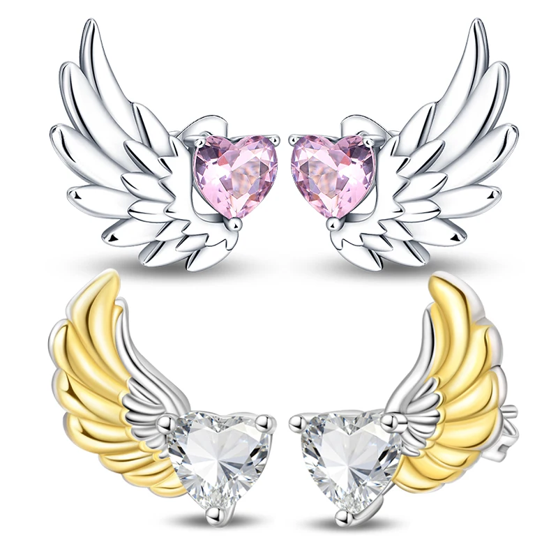 

Оригинальные серьги-гвоздики из стерлингового серебра 925 пробы с крыльями ангела-хранителя, сверкающие серьги с цирконием для женщин, изысканные ювелирные изделия на день рождения, подарок