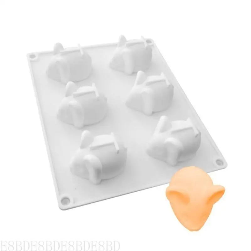 

E8BD 6-Cavity Mouse Shaped Silicone Mold Fondant Chocolate Mould DIY Halloween Mousse Cake Mould Baking DIY Supplies