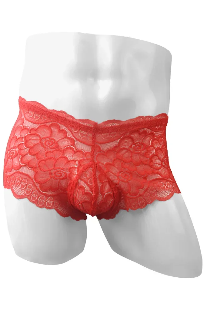 الدانتيل بوكسي الملابس الداخلية للرجال مثير U محدب الحقيبة سراويل بوكسر كروسدرينج رقيقة جدا شفافة الملابس الداخلية سيسي الاباحية Underpant