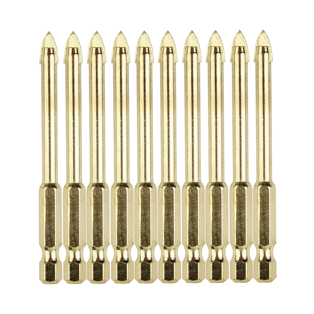 Mooie Draagbare Pratical Nieuwe Hoge Kwaliteit Hete Boor Bit 10*10 Stuks Legering Keramische Tegel Glas Titanium Goud Speer Kop