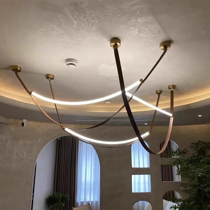 Minimalist belt designer model room living room loft high rise villa staircase dining room pendant light
