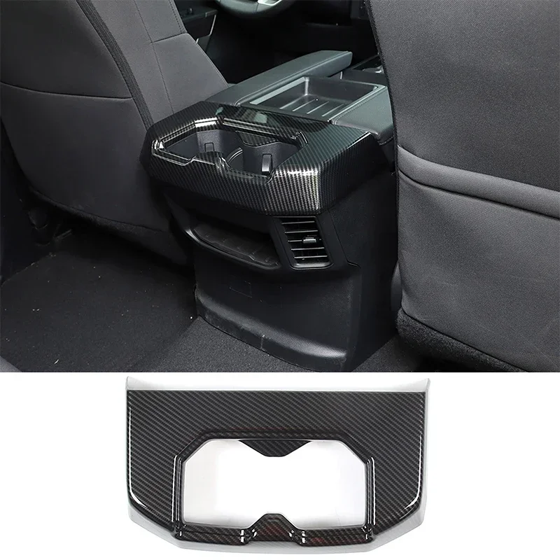 

For Toyota Tundra For Toyota Sequoia 2022-2023 ABS Carbon Fiber Car Rear Drain Cup Holder Panel Frame Cover Car Accessories