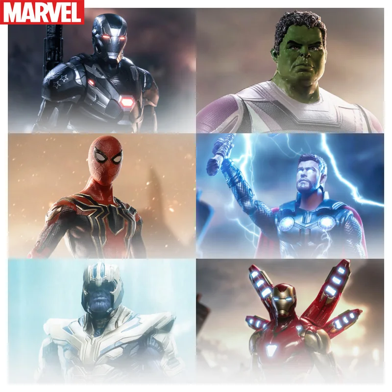 Juego de figuras de acción de Leyendas de 7 pulgadas: Iron Man Spider Man Thor Hulk Thanos War Machine-juguetes articulados para niños regalo de Navidad