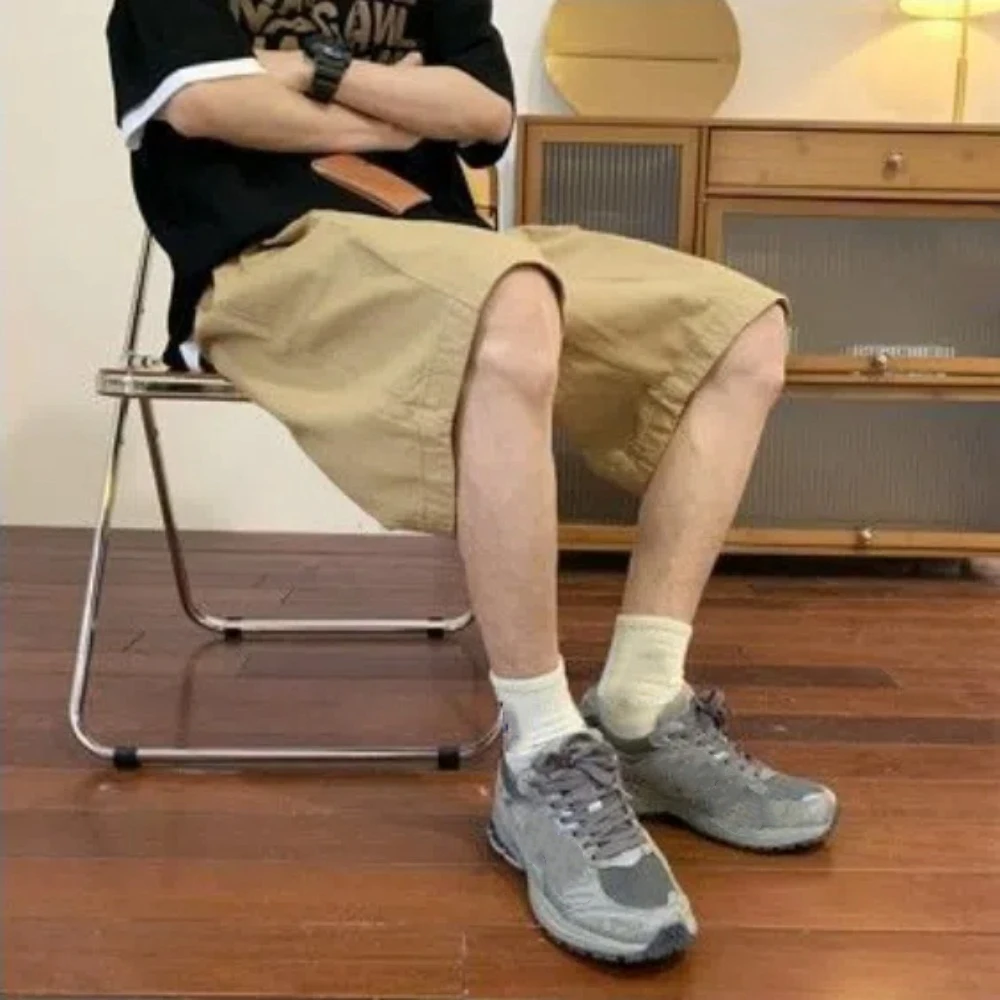 

Comfortable Simple Loose Shorts Men Pants Men Drawstring Short Trousers Solid Color Retro Casual Shorts Sports