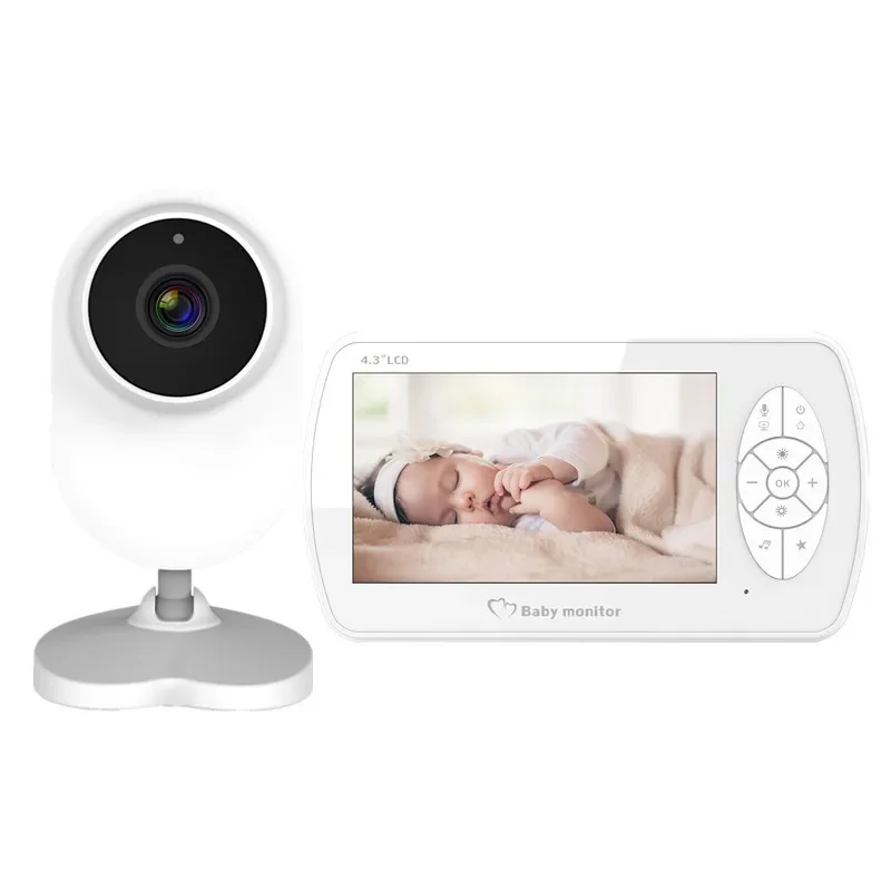 Baby 2.4G Wireless Digital Monitor Temperature Monitoring Music Playback Two Way Intercom Voice Control Alarm HD Screen 4.3 Inch