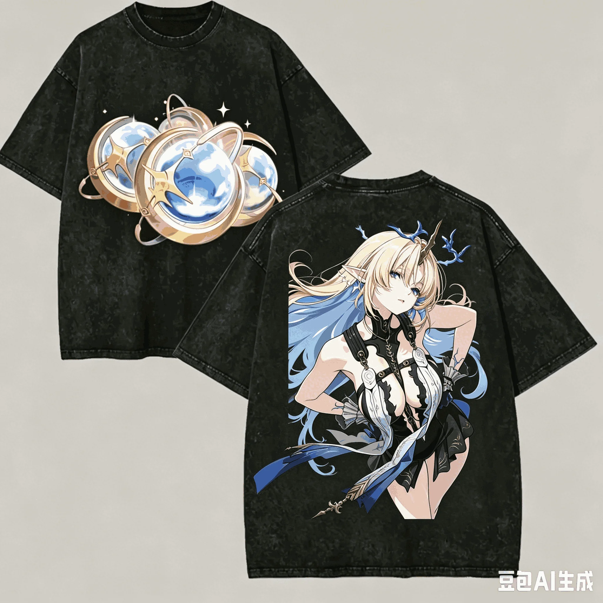 Honkai Star Rail Robin Washed T‑Shirt Unisex Print Vintage Distressed Short Sleeve Tee Game Graphic Casual Loose Streetwear Tops