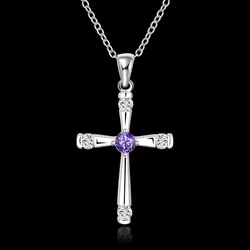 45cm 925 Sterling Silver Cross Pendant Diamond Necklace for Women Holiday Gifts Luxury Designer Party Wedding Crystals Jewelry