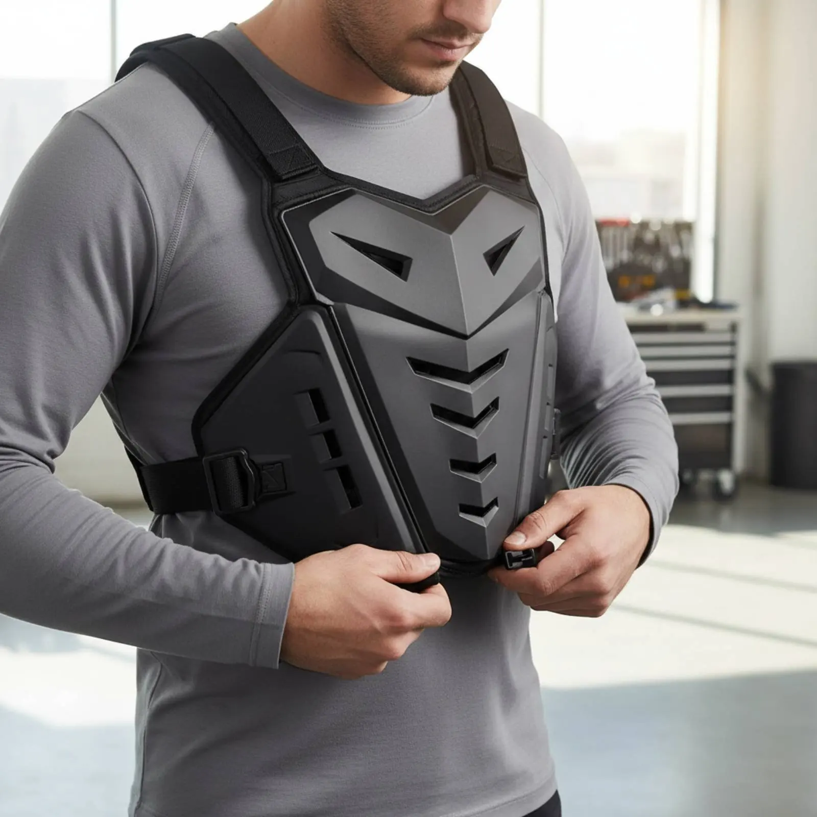 

Motocross Chest Protector Breathable Motocross Vest Chest and Back Protector Ventilated Safeguarding Clothing