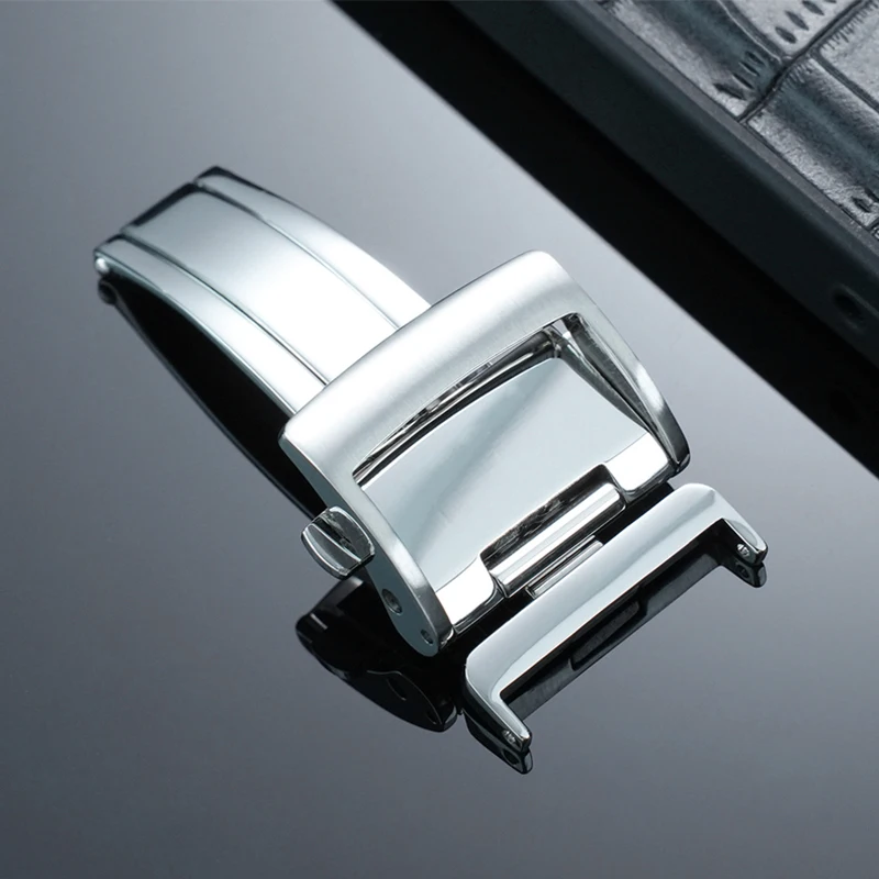 

Замена застежки для ремешка SEIKO Premier, пружинная застежка-бабочка из нержавеющей стали, полированная серебристая кнопка, застежка для часов, 18 мм