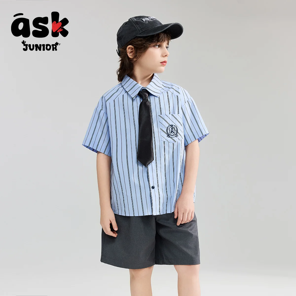 طقم قميص + شورت مطبوع عليه شريطية صيفية من جونيور بويز #3