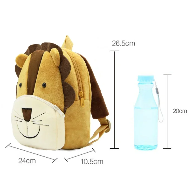 Children School Backpack Cartoon Lion Design Comfortable Soft Plush Material For Toddler Baby Kindergarten Kids Snacks Bag