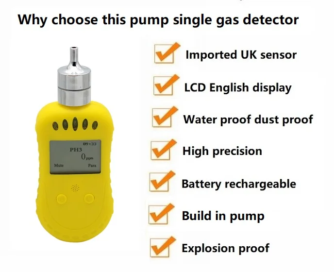 휴대용 펌프 H2O2 과산화수소 가스 농도 감지기