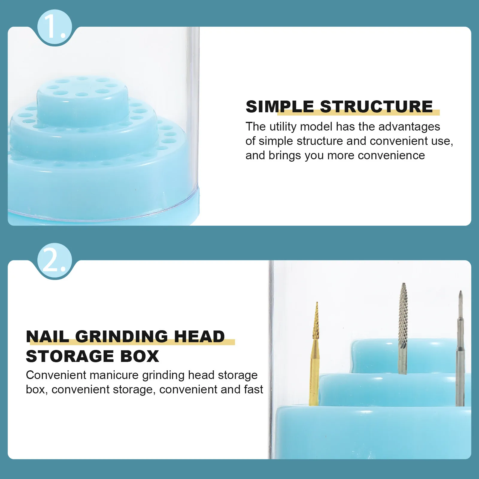 

Набор из 2 органайзеров для хранения насадок для маникюра, для школ, салонов, маникюрных студий, держатель для полировочных насадок, футляр для хранения фрез