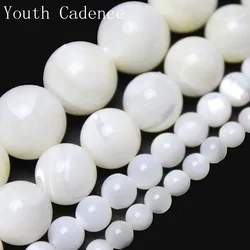 Natural White Shell Beads Mother of Pearl Beads Freshwater Loose Round Spacer Beads For Jewelry Making DIY Bracelet Necklace