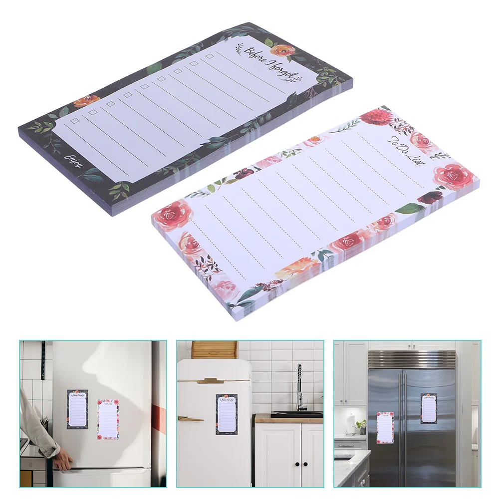 

2 Pcs Tearable Magnetic Notepads for Refrigerator Paper Floral Do List