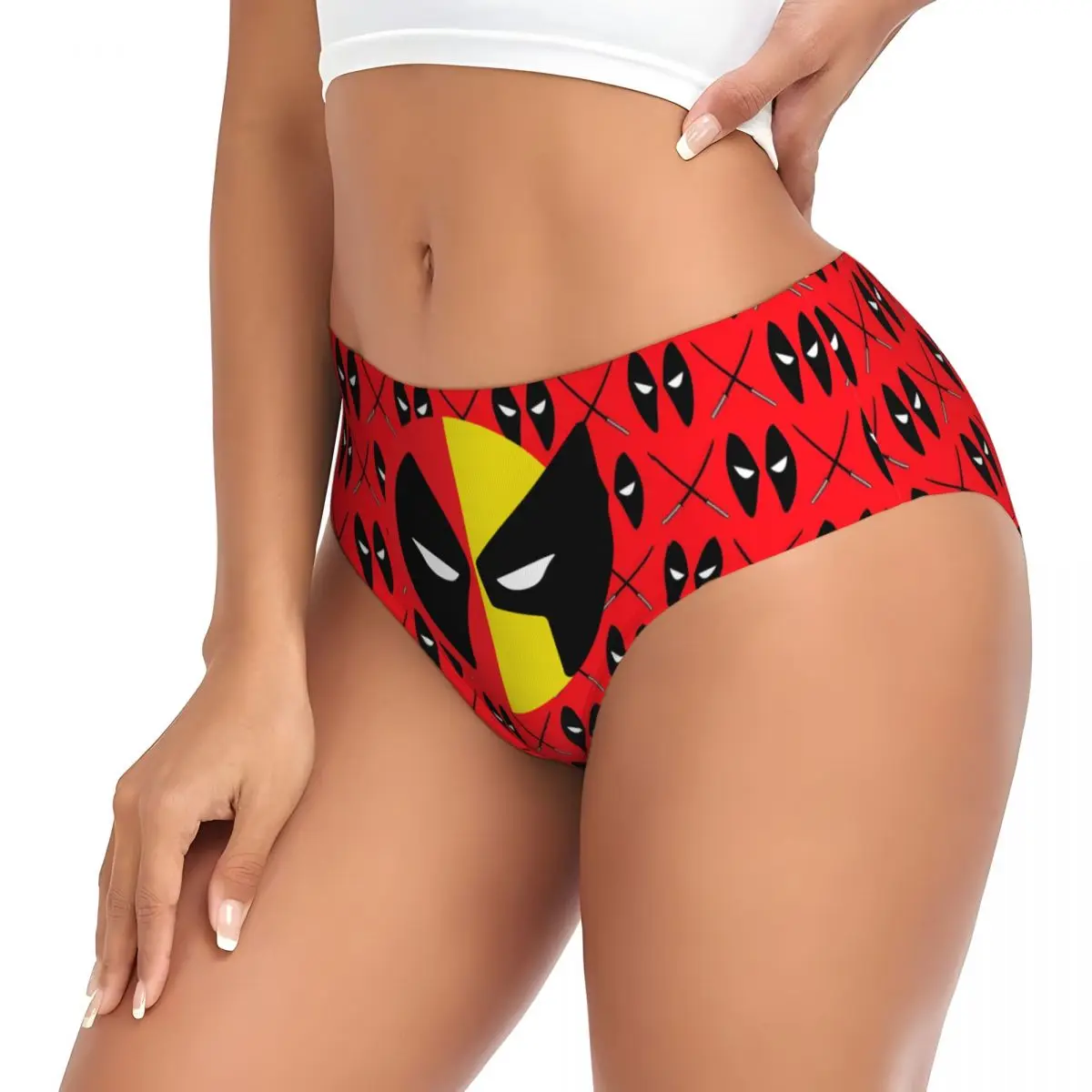 Ropa interior cómoda elástica transpirable de las mujeres de las bragas breves de los dibujos animados de las películas de Deadpool de encargo