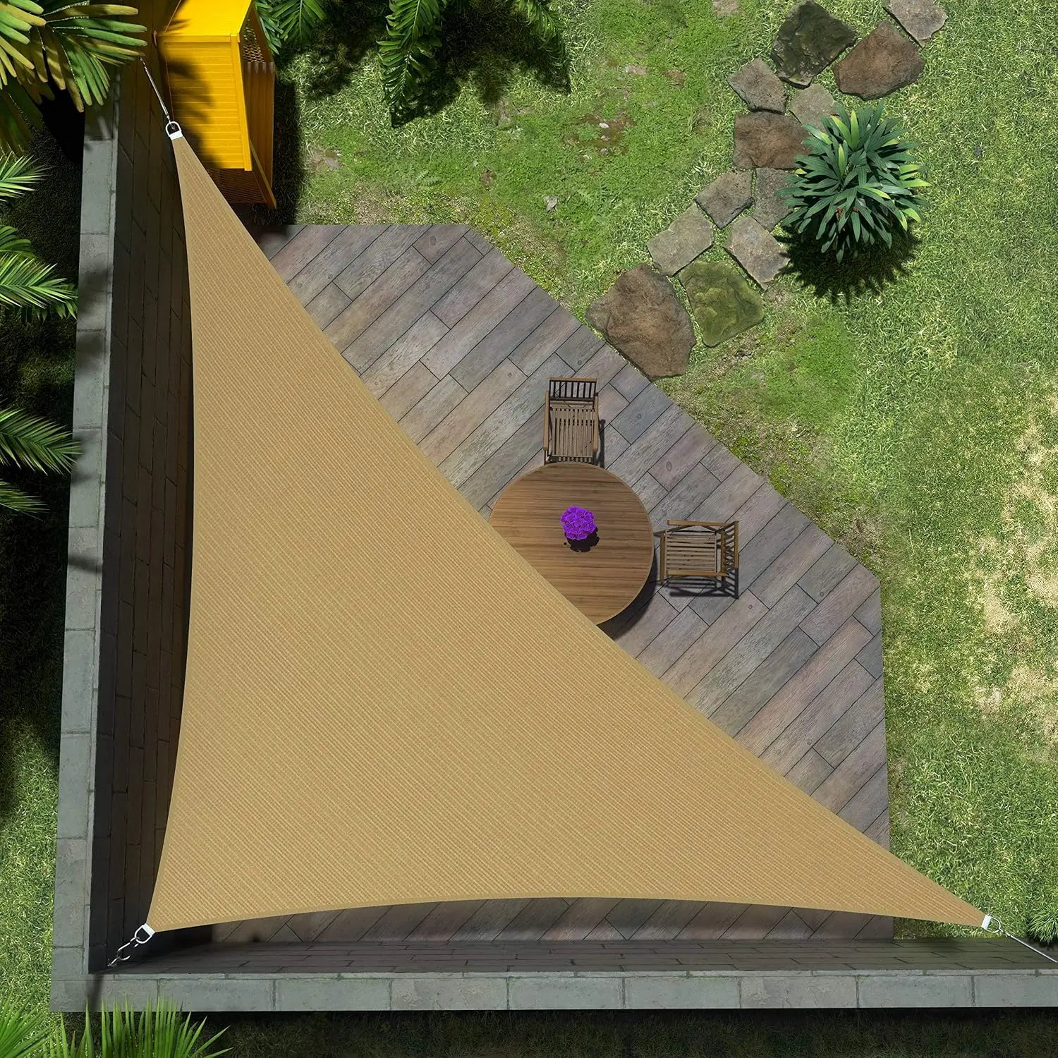 Custom Size 11' x 16' x 19.4' Sand Beige Right Triangle Sun Shade Sail UPF50+ AGTAPT18, Order to Make Canopy Awning, 95% UV Bloc