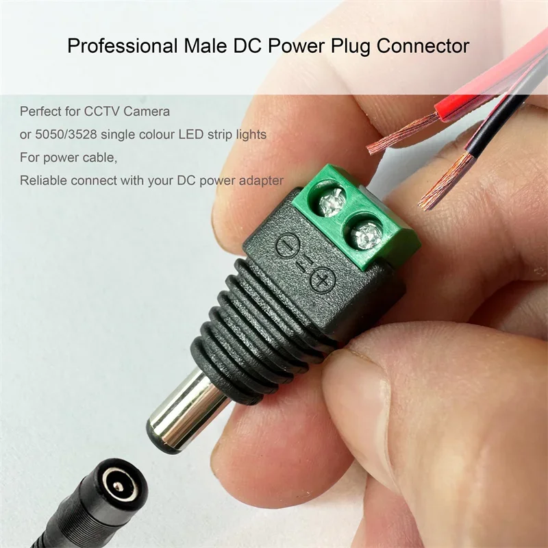 5pairs Female And Male DC Connectors 2.1x5.5mm Power Plug Adapter Jacks Sockets Connector For Signal Color LED Strip CCTV Camera