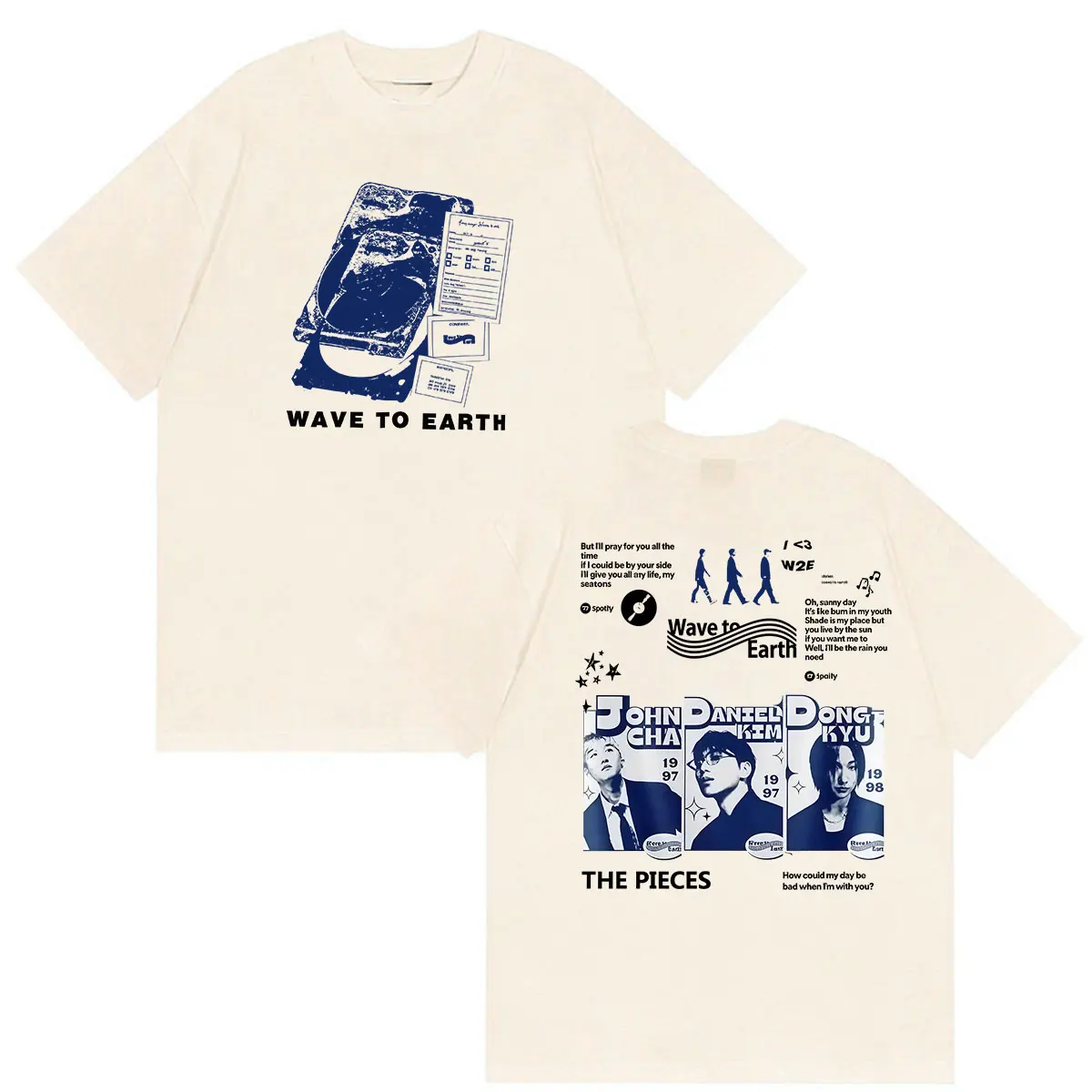 Wave To Earth The Pieces Tour 2026 Merch T Shirt Men's Fashion Hip Hop Korean Clothing T-shirts Vintage Oversized Cotton T-shirt