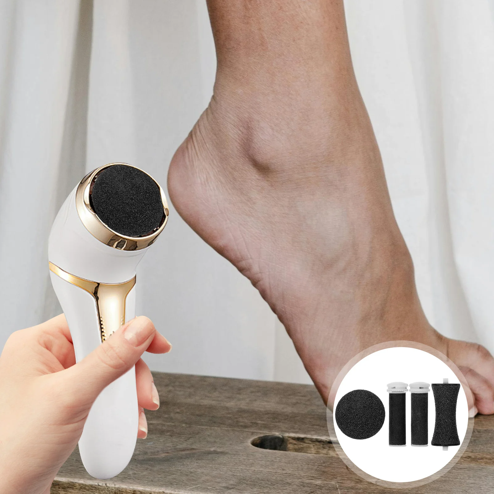 

4 pcs Replacement Roller Refill For Electric Foot File Pedicure Supplies Foot File Roller Heads Set Grinding Heads Callus