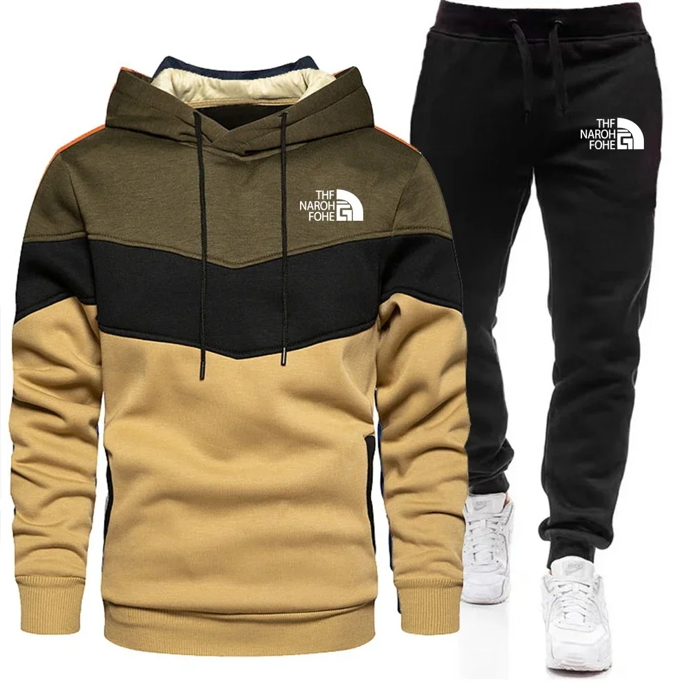 2025 Men's Casual Jogging Sportswear Set Hoodie and Black Sweatpants Rubberized Jacket Fashion Sports Winter Warm 2 Piece Set