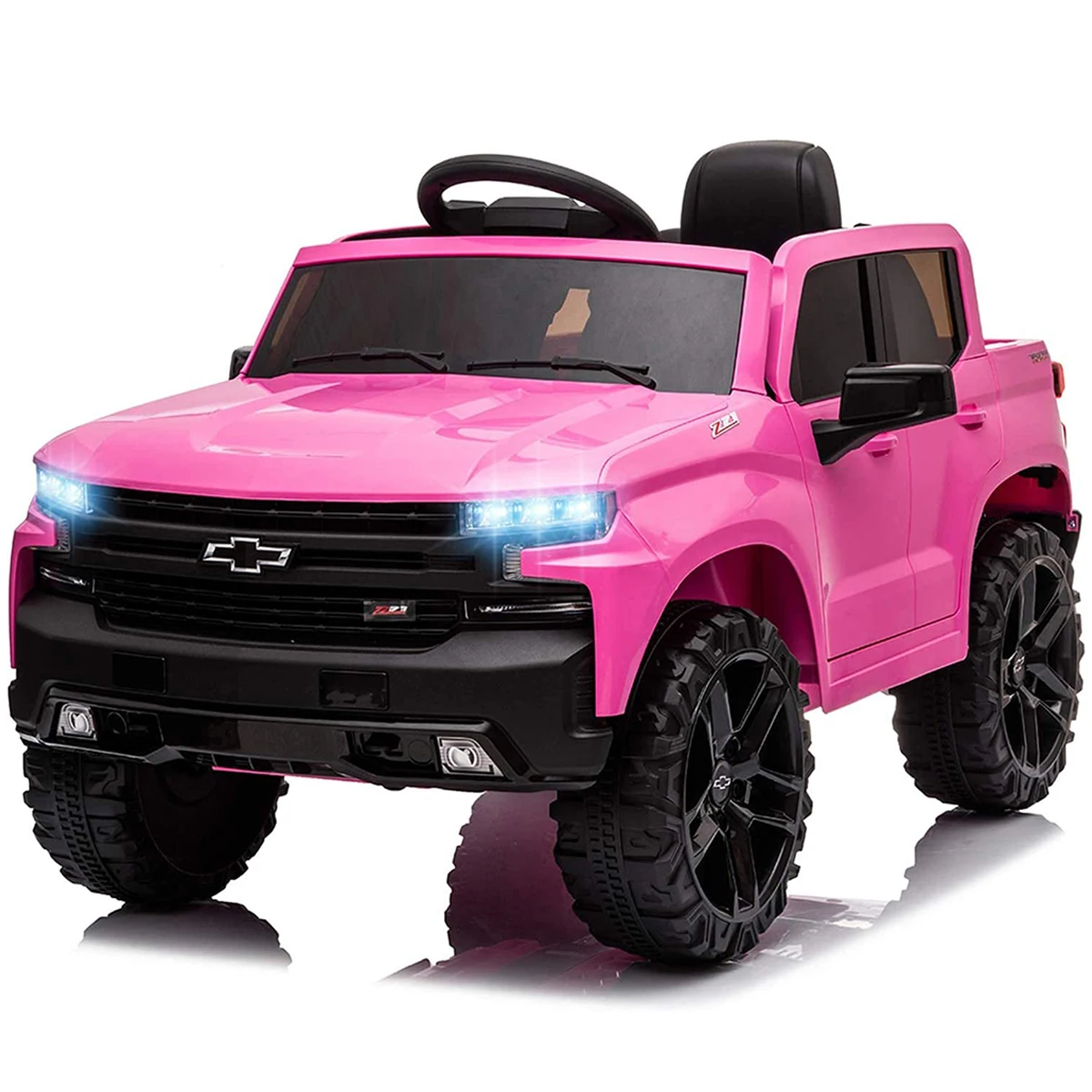 12V Electric Ride On Car 4 Wheeler Truck Safety Toy with Music Radio LED Lights Truck Car Remote Control Kids' Ride on Vehicles