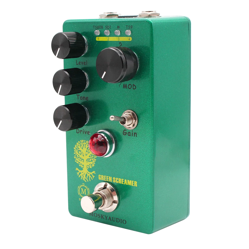 MOSKYAUDIO-Overdrive Effect Pedal, True Bypass Function, Guitar Processor Accessories, Green Sreamer, TS9, TS808, New