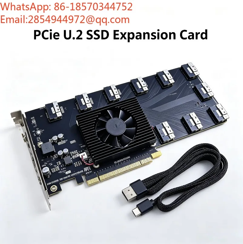 2027    PLX88096 PCIe 4.0 Expansion Card 10-Port SFF-8654 SlimSAS Bifurcation Card No Driver Required