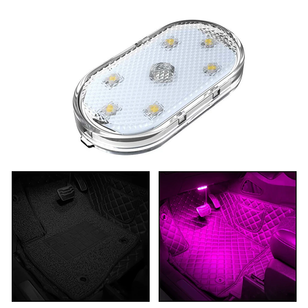 1Pc 5V Car LED Touch Lamp Sensor Light Car Ceiling Lamp Reading Light Auto Roof Interior Lighting Decorations USB Rechargeable