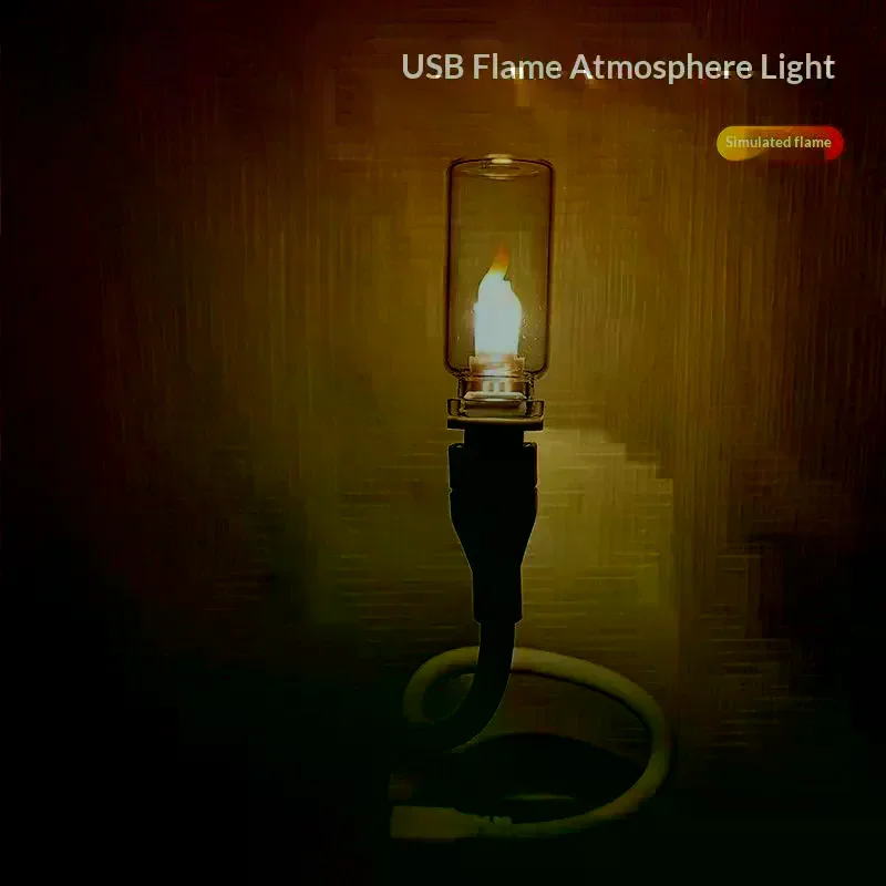 /TPz/Flame Flickering LED Frosted Clear Glass Candle Night Light Simulated Flame For Car Home Room PC Festival Decoration USB