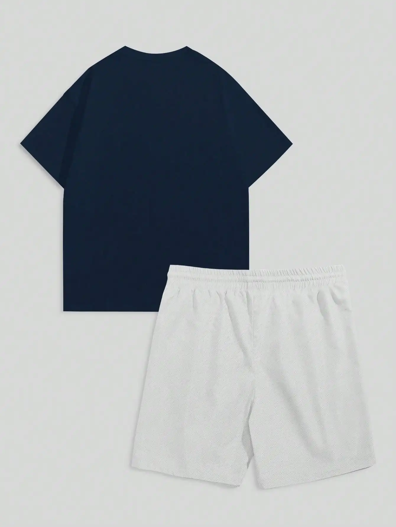 

Men's Navy Blue T-Shirt And White Shorts Set With Monaco Racing Club Print Casual Summer Outfit